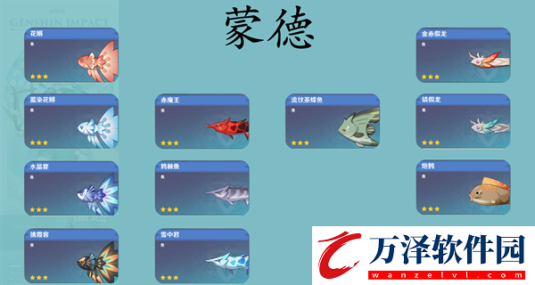 原神提瓦特可釣魚(yú)魚(yú)種類有多少